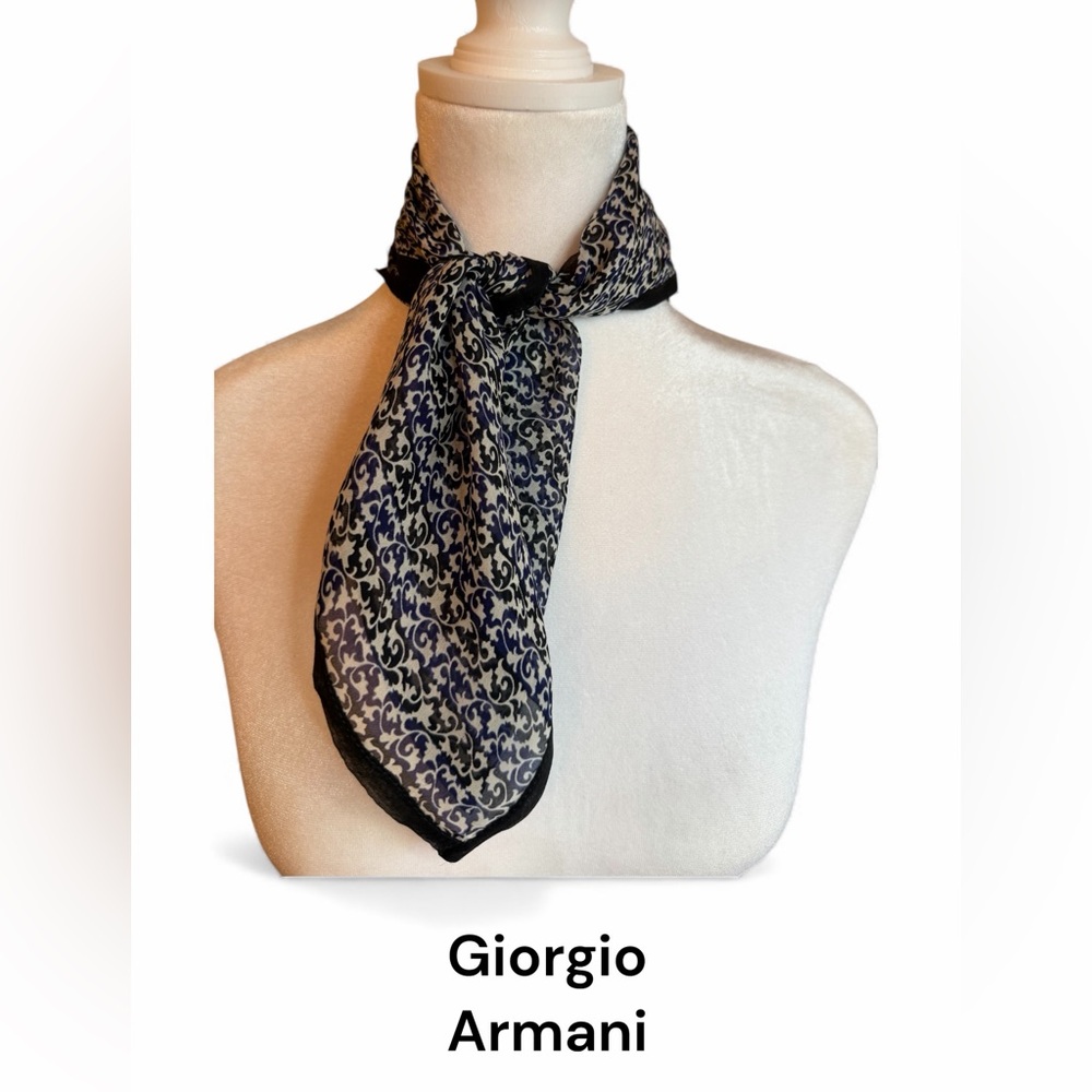 GIORGIO ARMANI BLUE‎ BLACK & WHITE WOMEN'S SILK SCARF